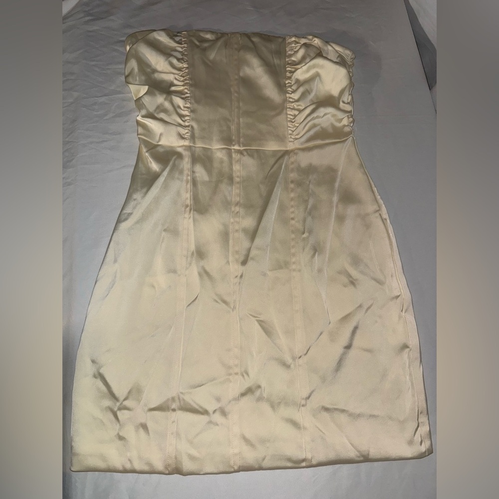 Peppermayo Strapless Satin Mini Dress Womens US 4 Champagne Formal Party Dress
